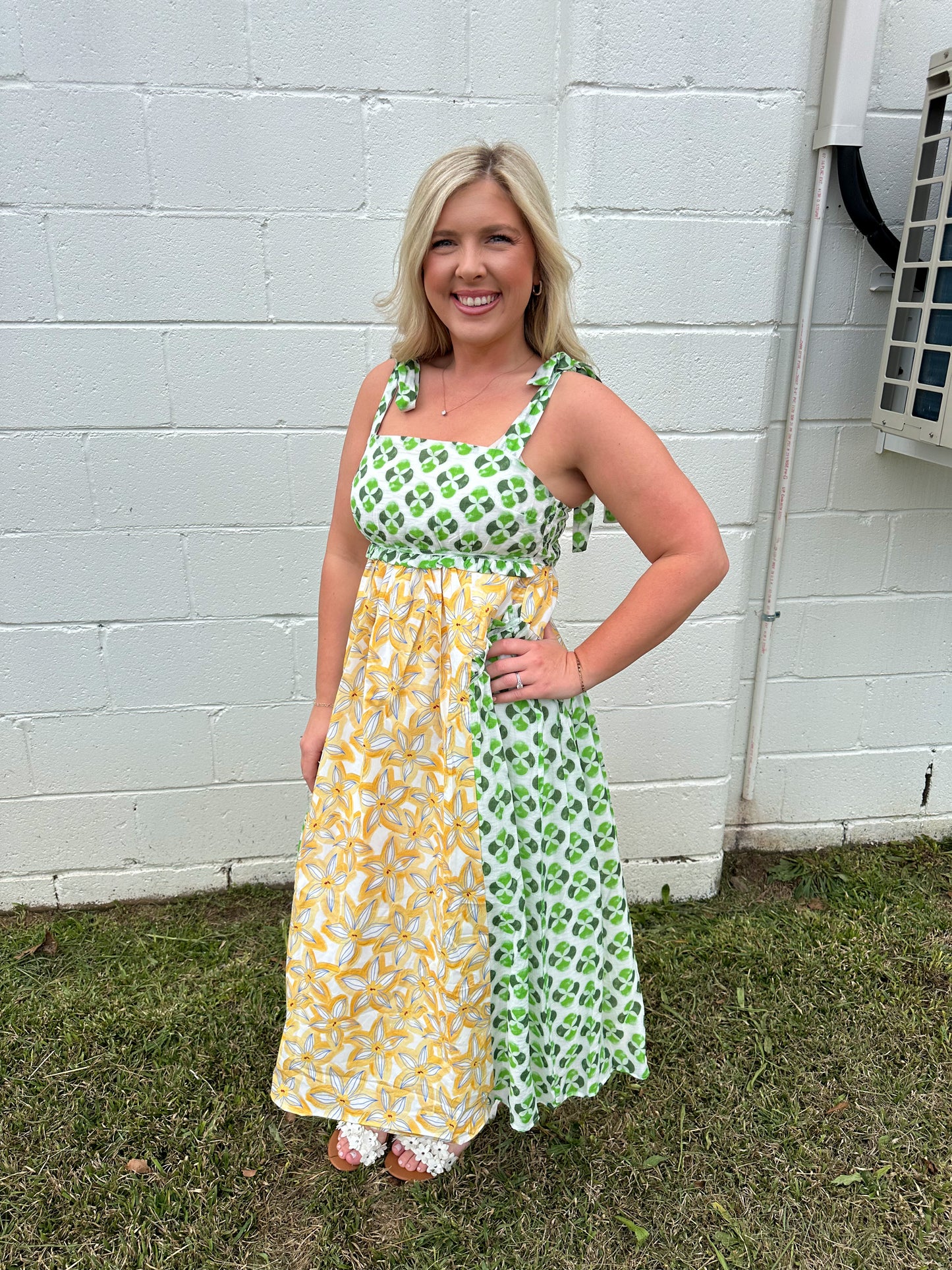 Mixed Print Maxi Dress