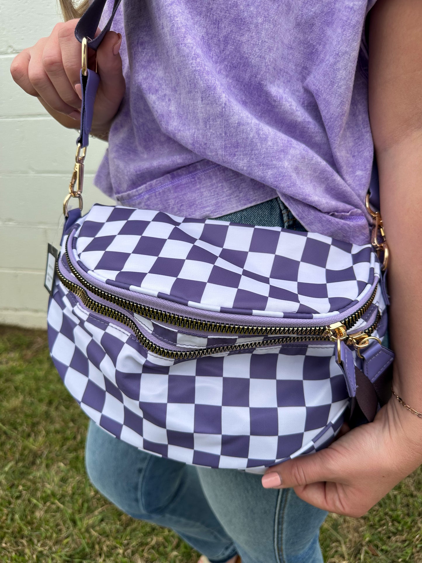 Purple Checkered Bum Bag