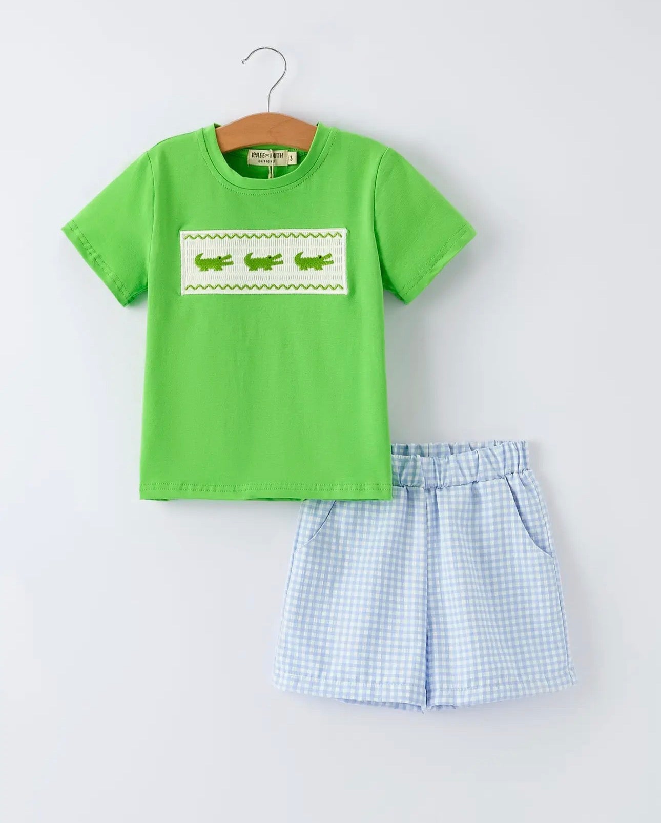 Crocodile Plaid Shorts Set