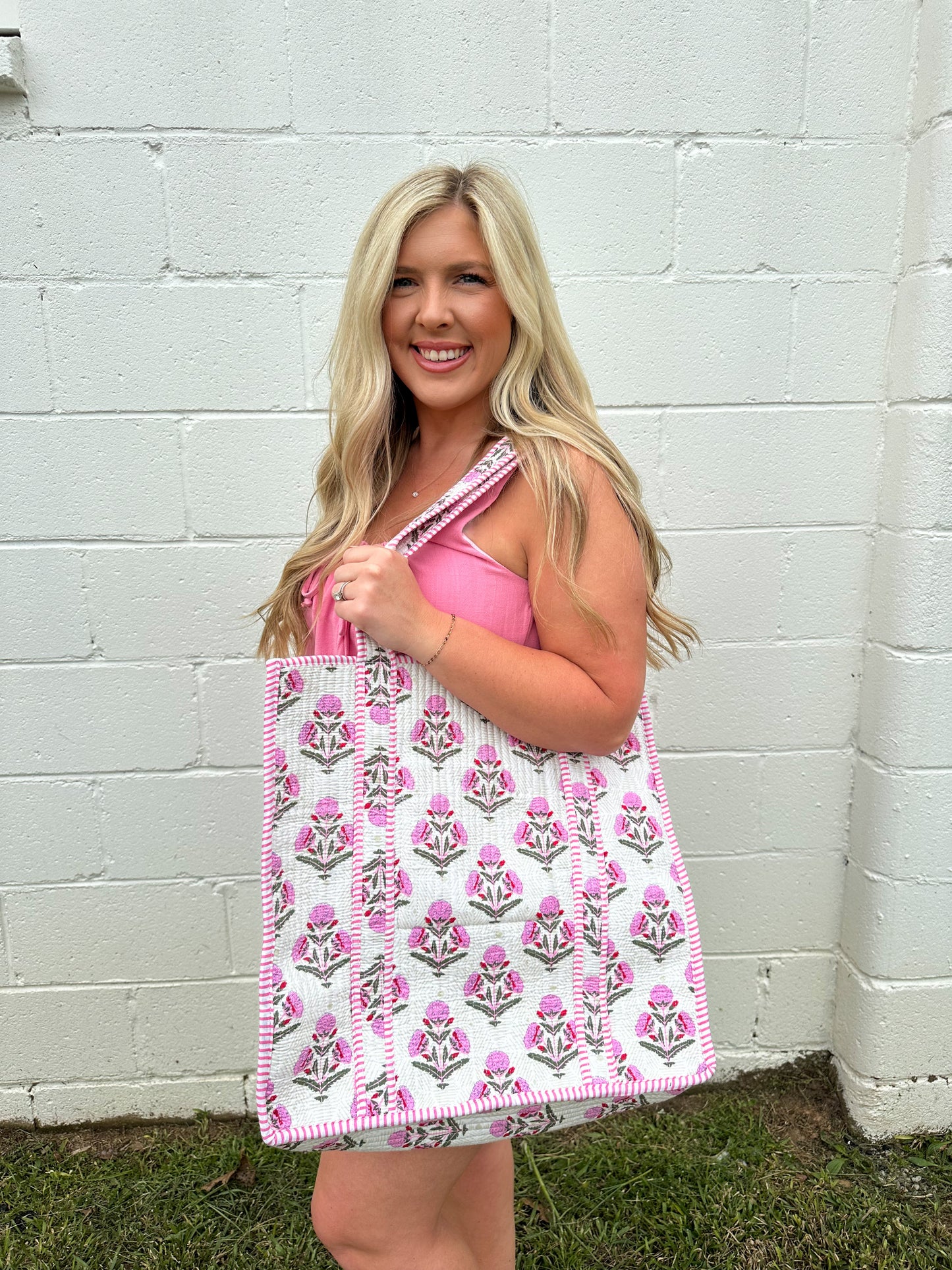 Pink Floral Tote
