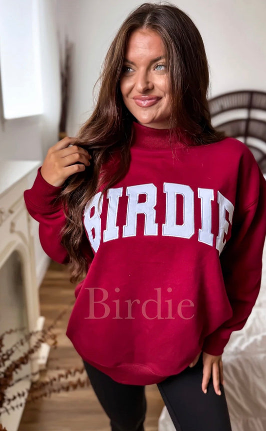 BIRDIE Maroon Mock Neck