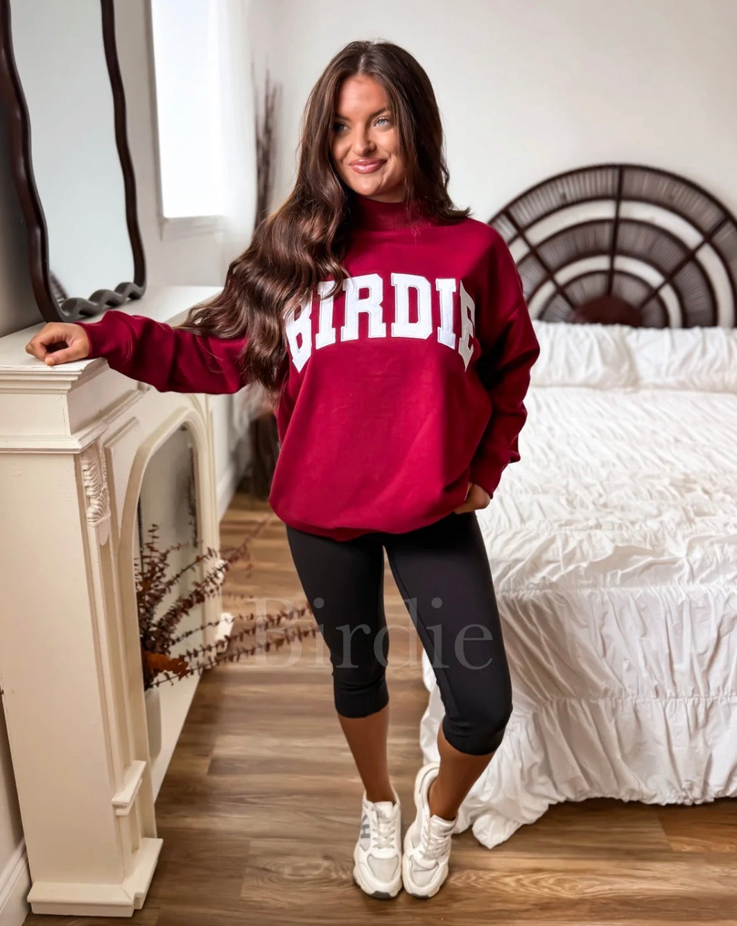 BIRDIE Maroon Mock Neck