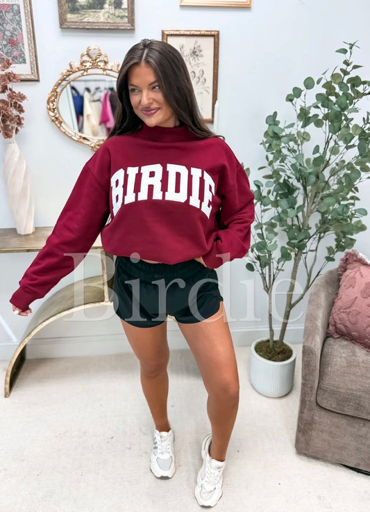 BIRDIE Maroon Mock Neck