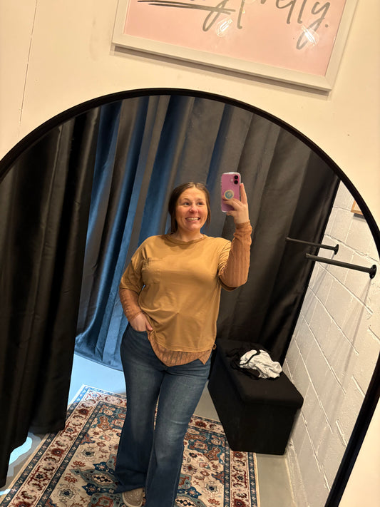 Oversized Knit Top with Lace