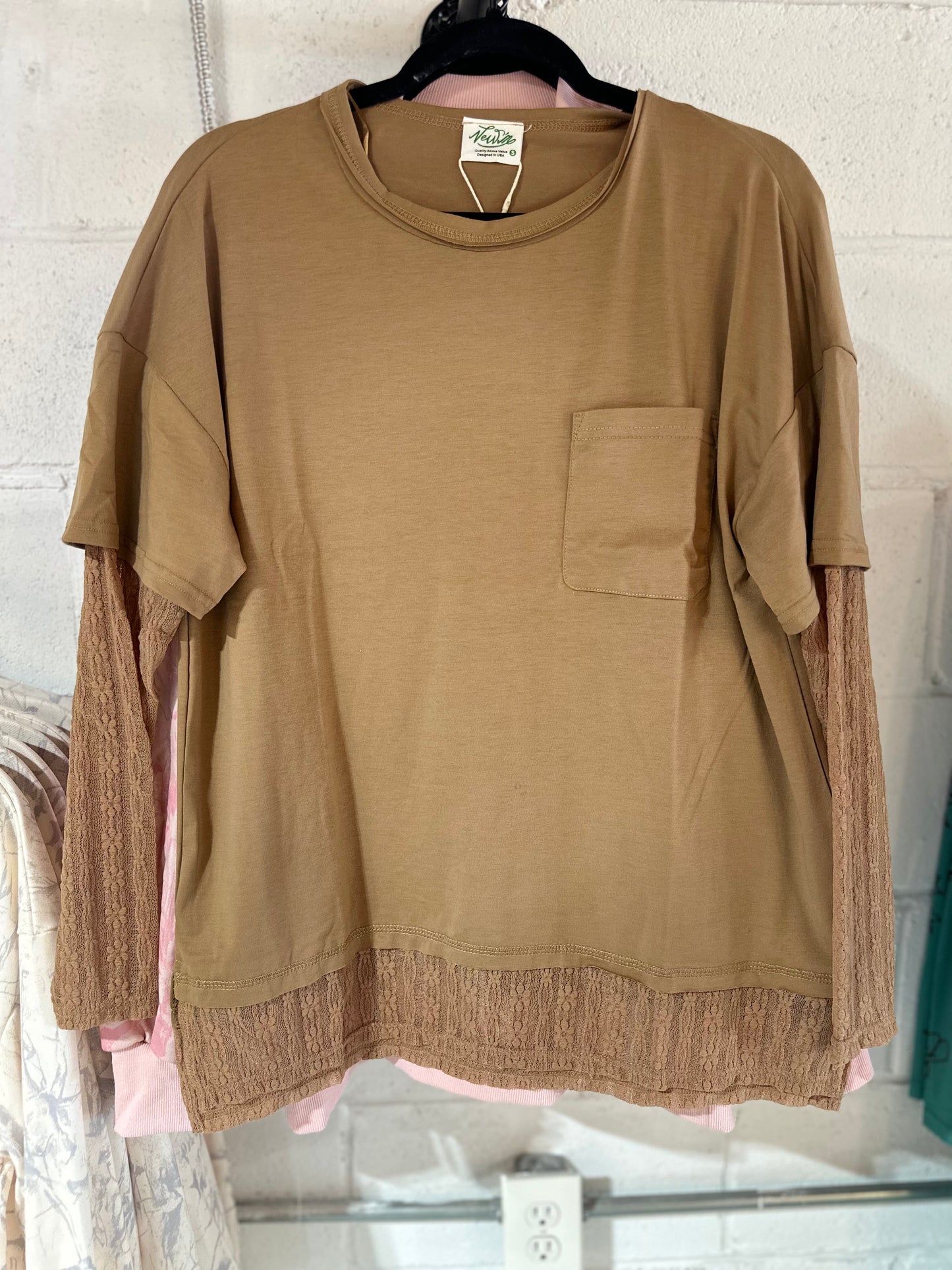 Oversized Knit Top with Lace