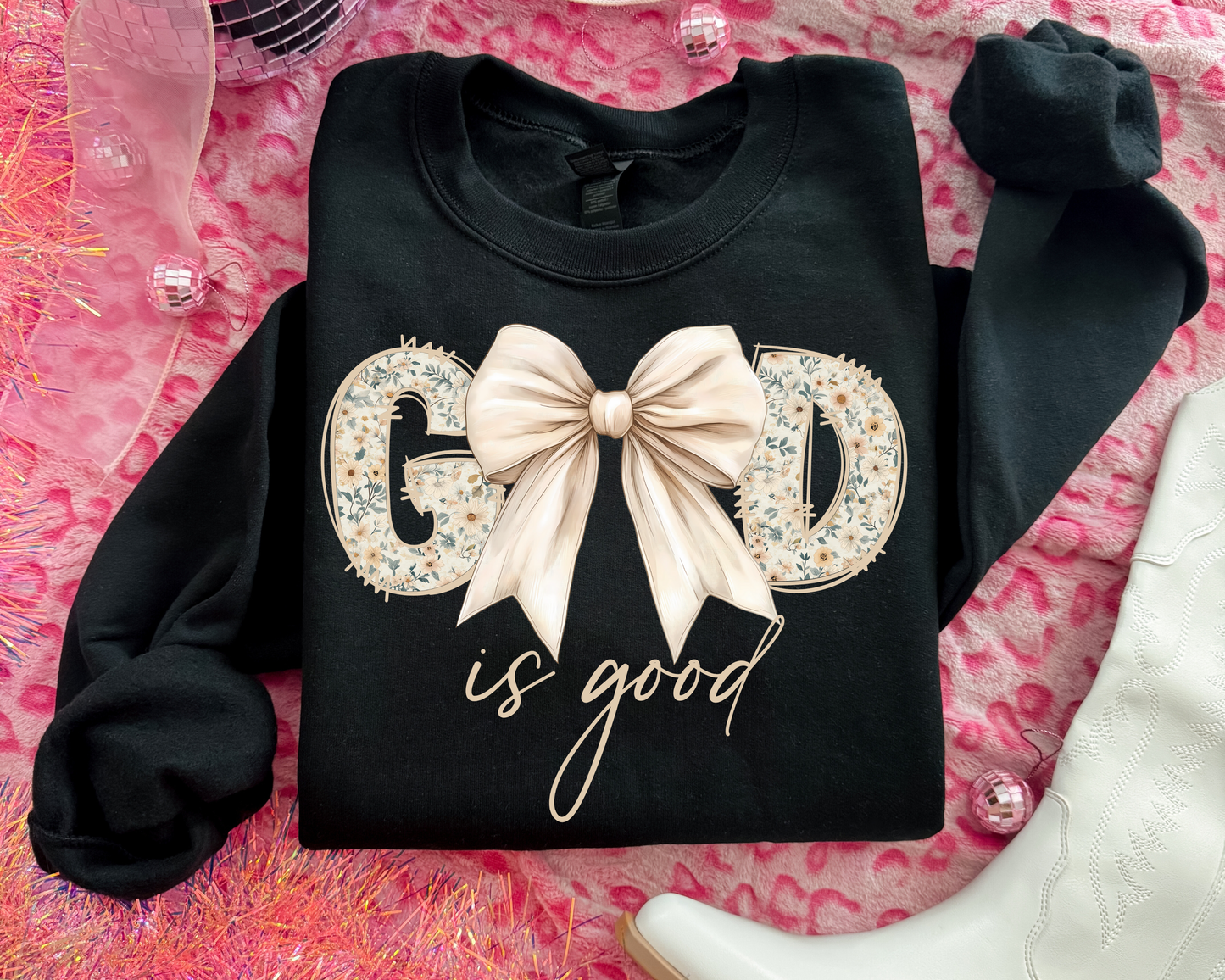 God is Good Bow Crewneck