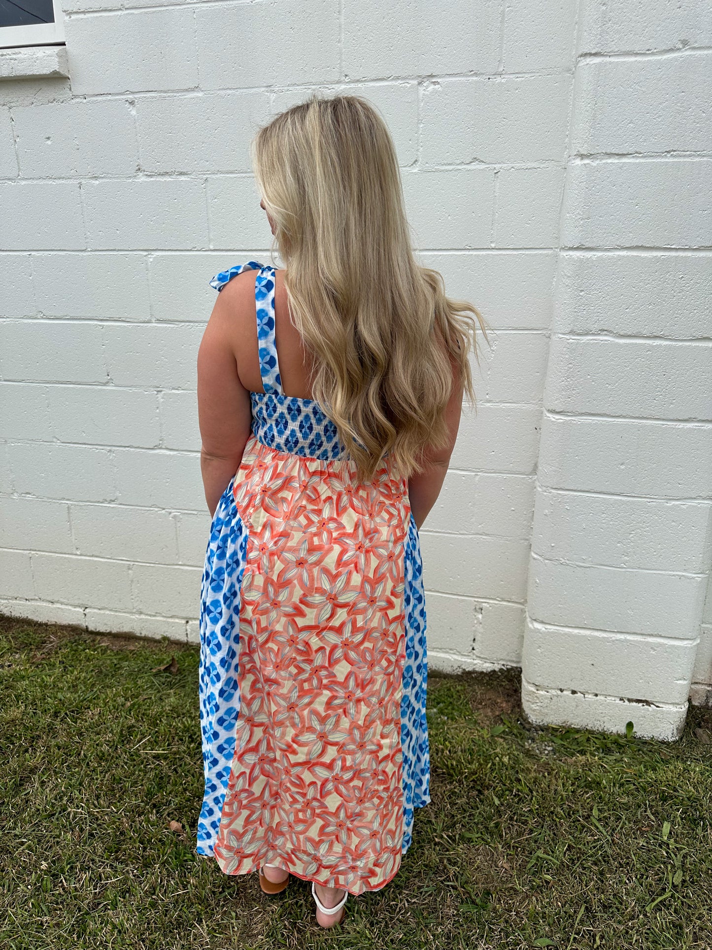 Mixed Print Maxi Dress