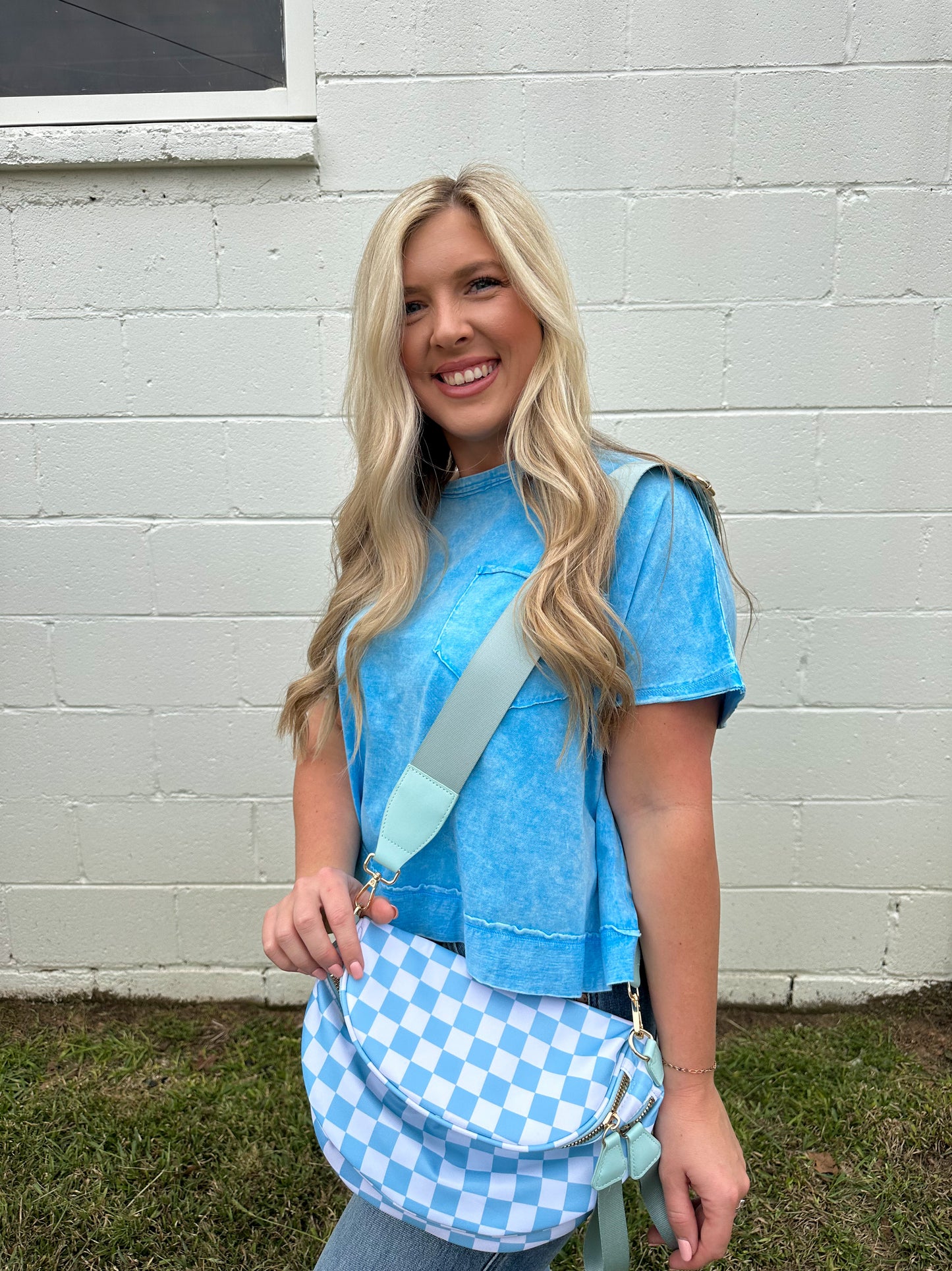 Blue Checkered Bum Bag