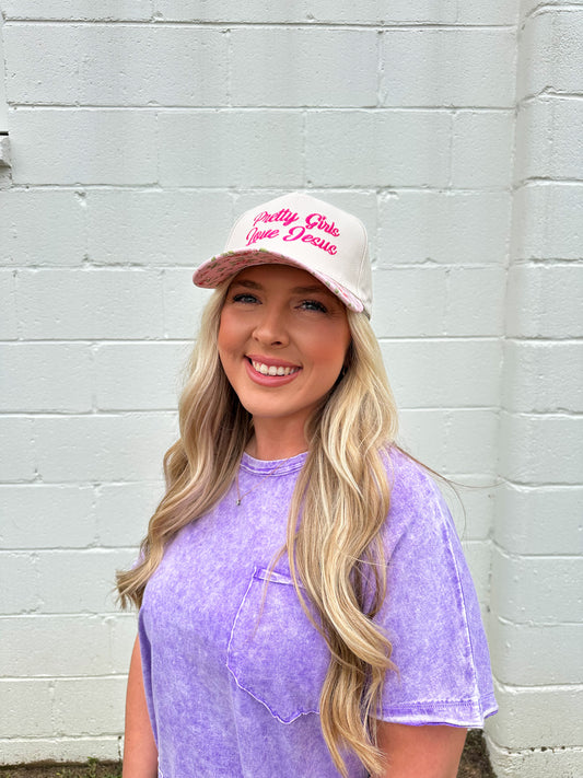 Pretty Girls Love Jesus Floral Hat