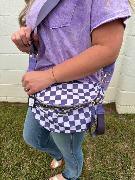 Purple Checkered Bum Bag