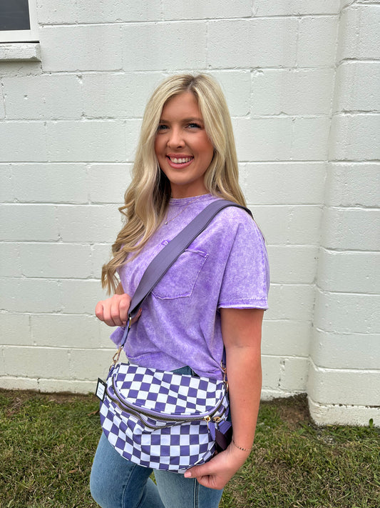 Purple Checkered Bum Bag