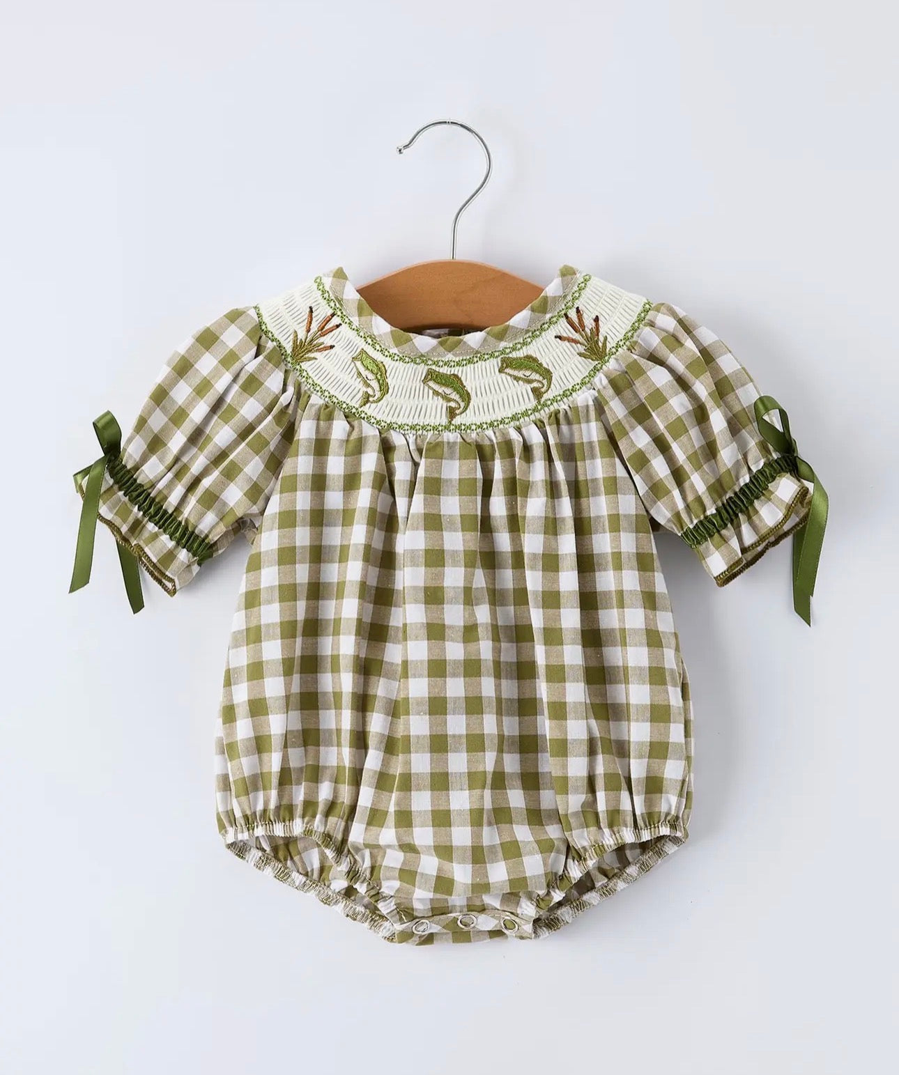 Green Plaid Fish Bubble