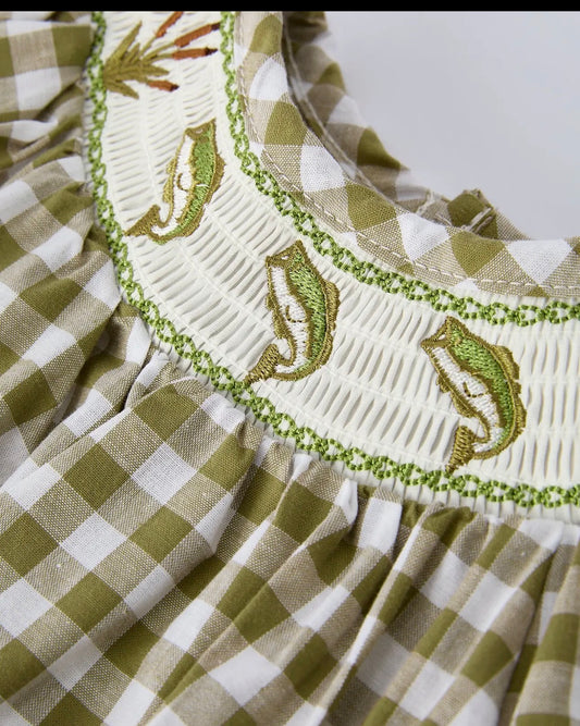 Green Plaid Fish Bubble